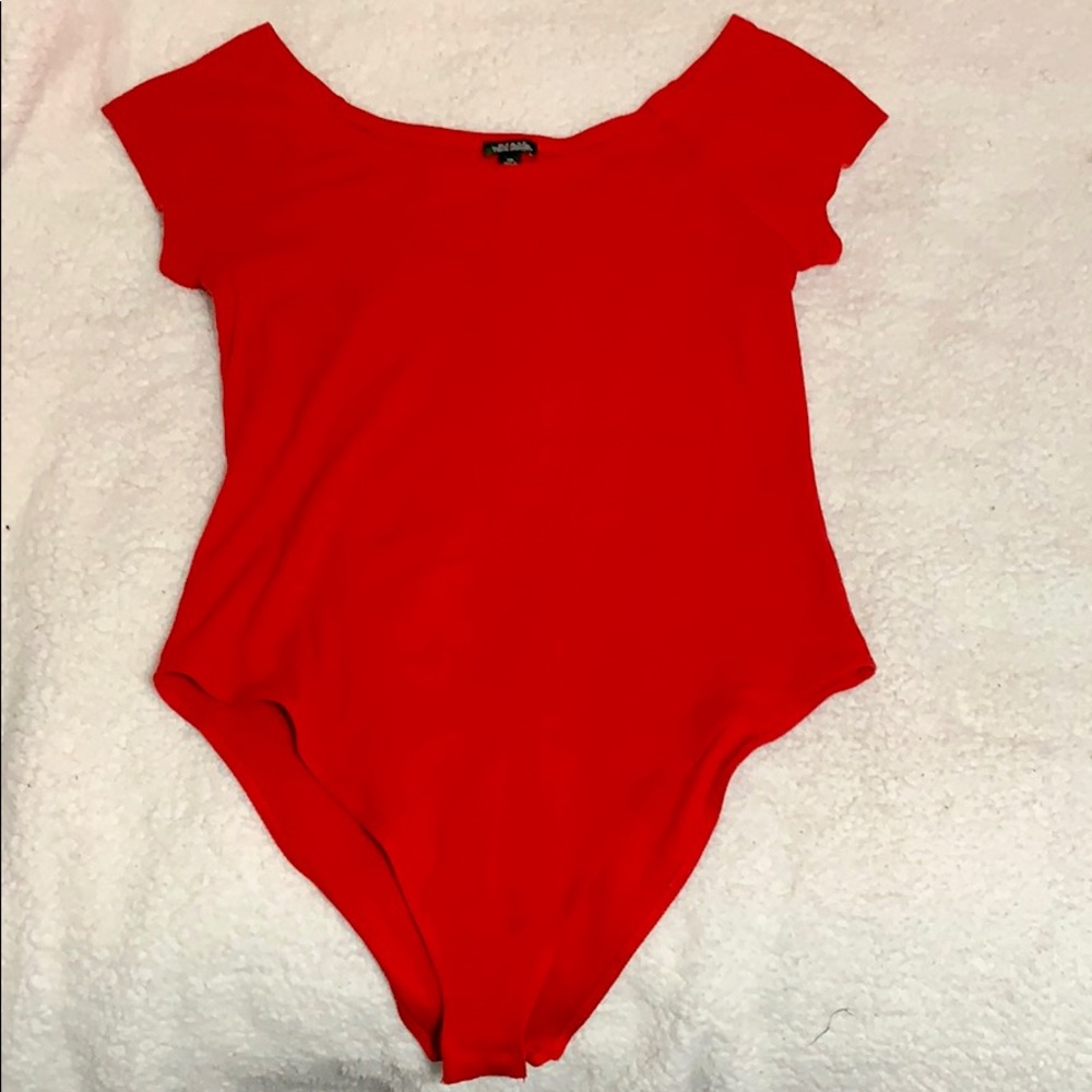 Off the Shoulder Red Bodysuit